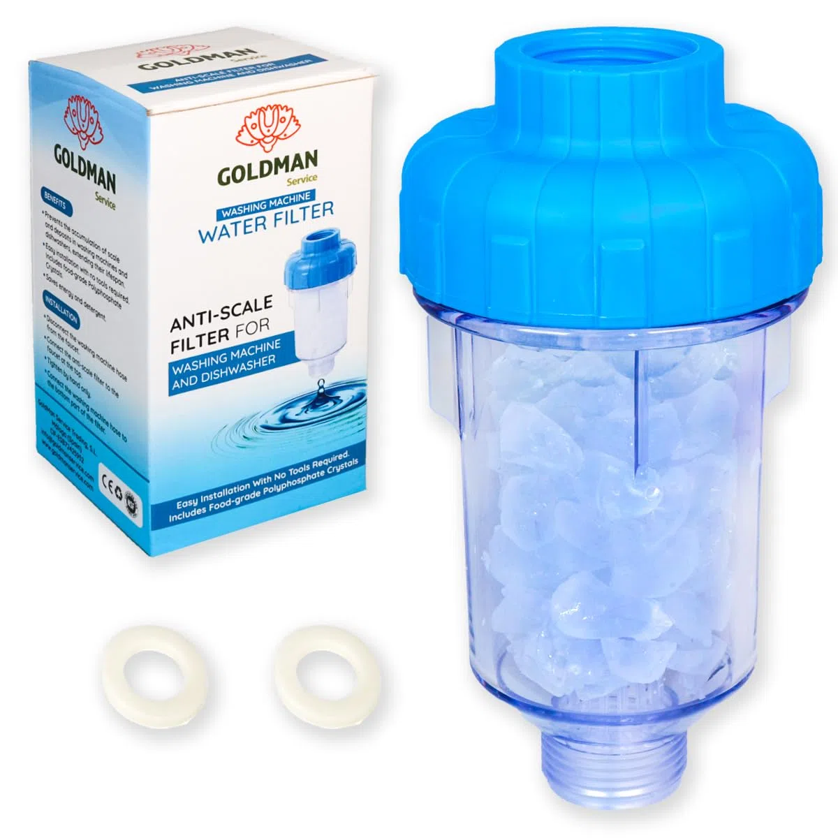 GOLDMAN SERVICE - Filtro Antical para Lavadora y Lavavajillas de Polifosfatos Recargable. Descalcificador de Agua Domestico Protector de Electrodomésticos