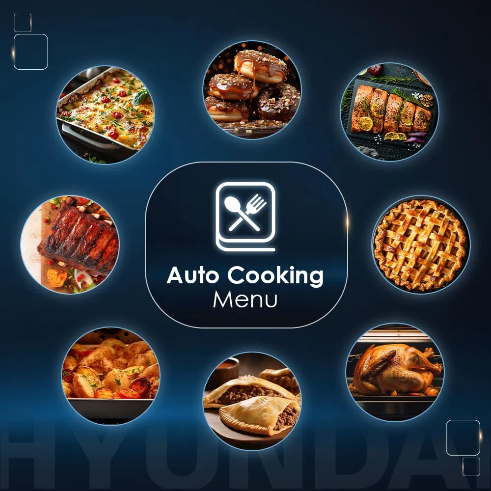 Hyundai Horno Multifunción Negro HHMFC4512DB00. Capacidad 50 Litros, 3000 W, Grill, 10 Programas, Interior Metálico, Temporizador, Fácil Limpieza, Clase Energética A