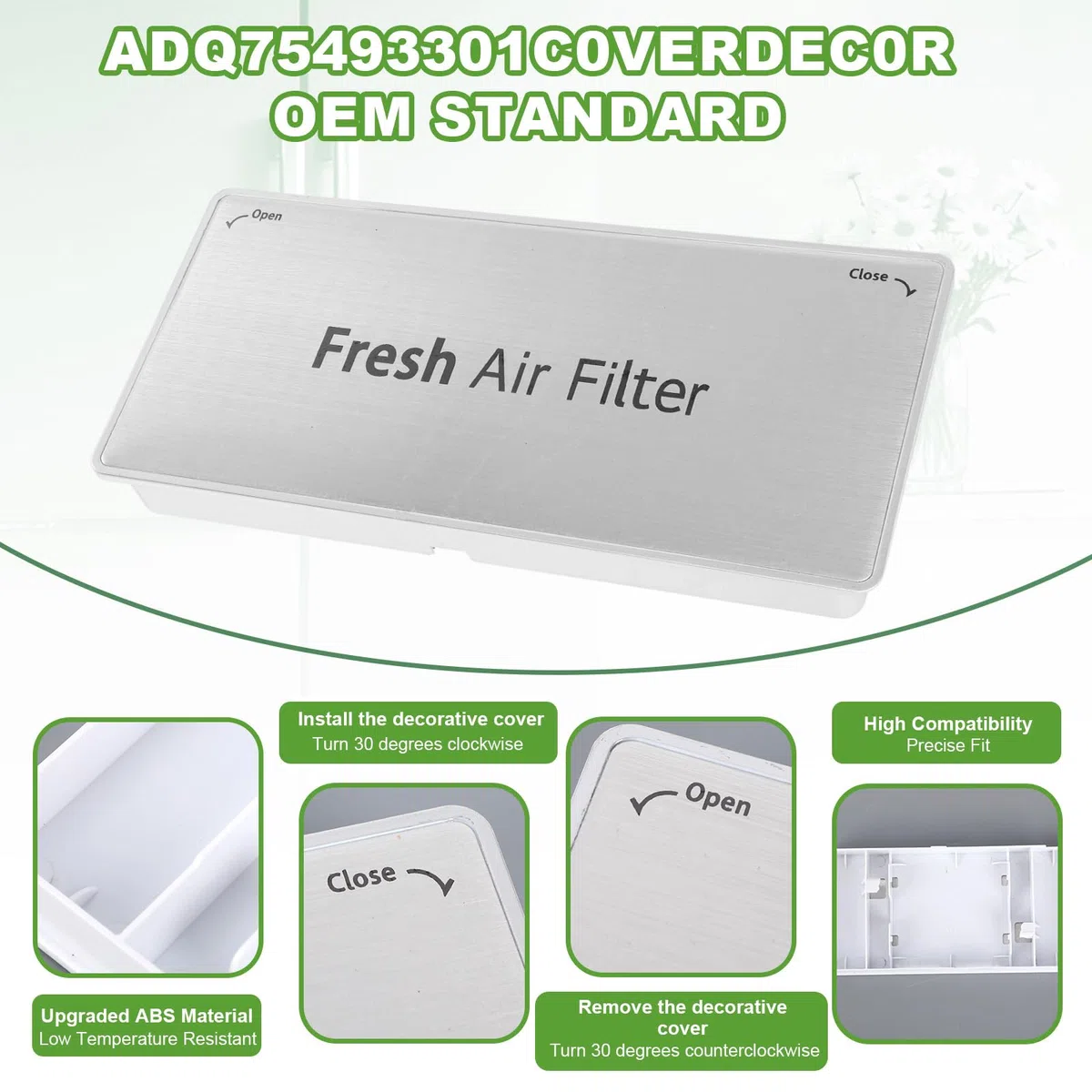 ADQ75493301 Cubierta Filtro de Aire Refrigerador para LG, Reemplazo Cubierta Filtro de Aire Fresco Compatible con LG Refrigeradores LRMVS3006S LRMDS3006S LRMVC2306S LRMDC2306D