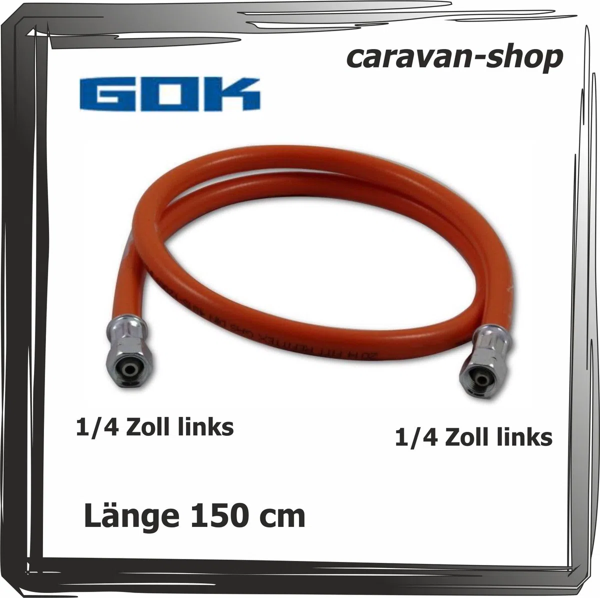 Manguera de gas 2 x 1/4 pulgadas izquierda 150 cm 1,5 m propano gas licuado GOK Caravan