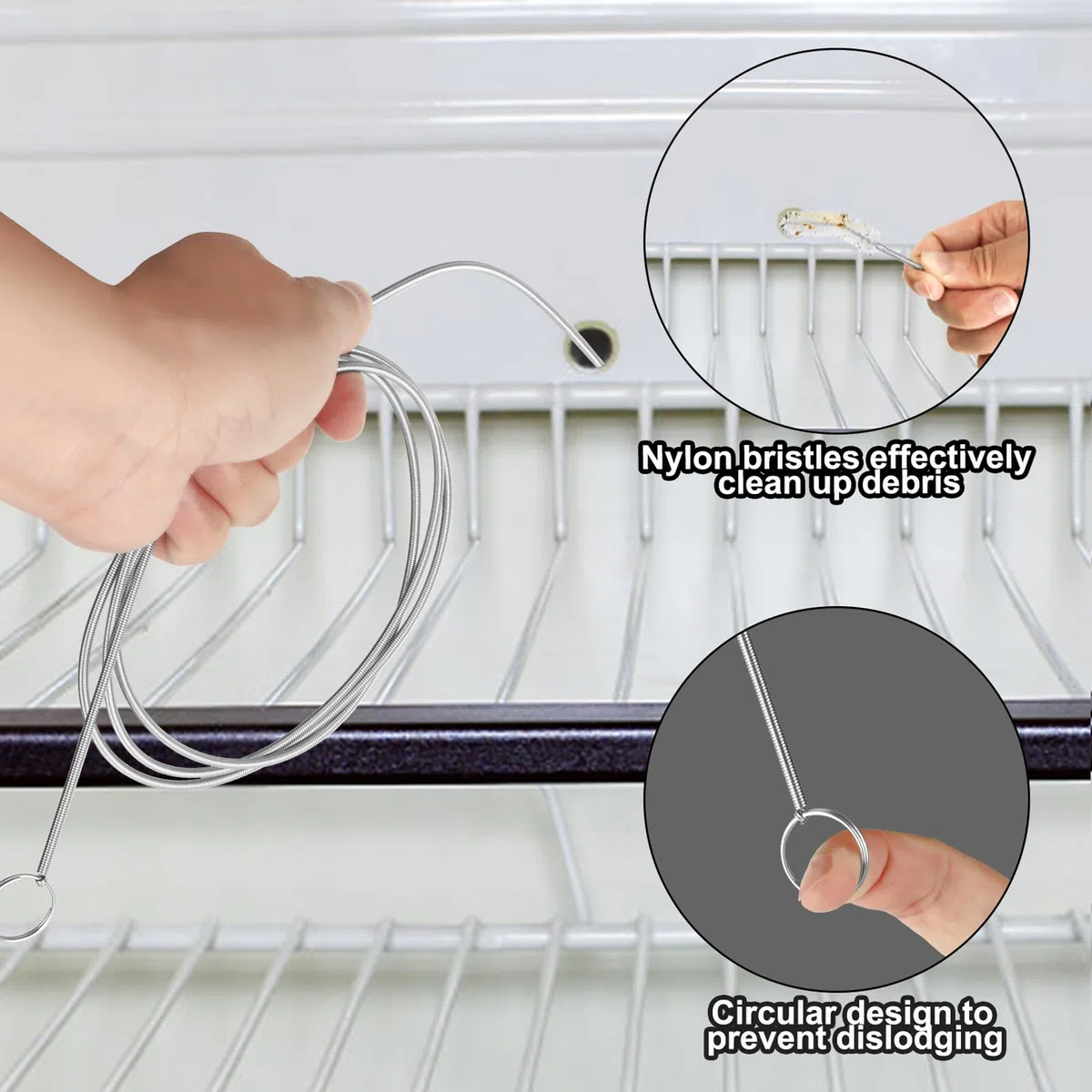 11 Piezas Herramienta de Limpieza de Drenaje de Refrigerador, Kit de Limpieza de Refrigerador, Kit de Limpieza de Nevera con Jeringa, Manguera, Pala de Descongelación, Tapones
