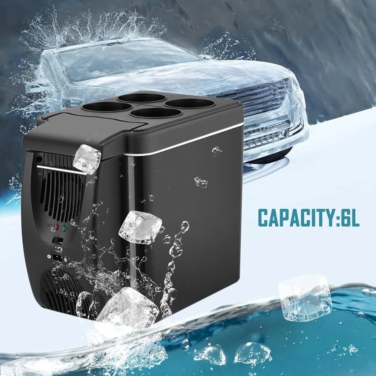 Mini refrigerador pequeño refrigerador para coche, refrigerador congelador, calentador de 6 L, mini congelador de coche, calentador eléctrico para nevera