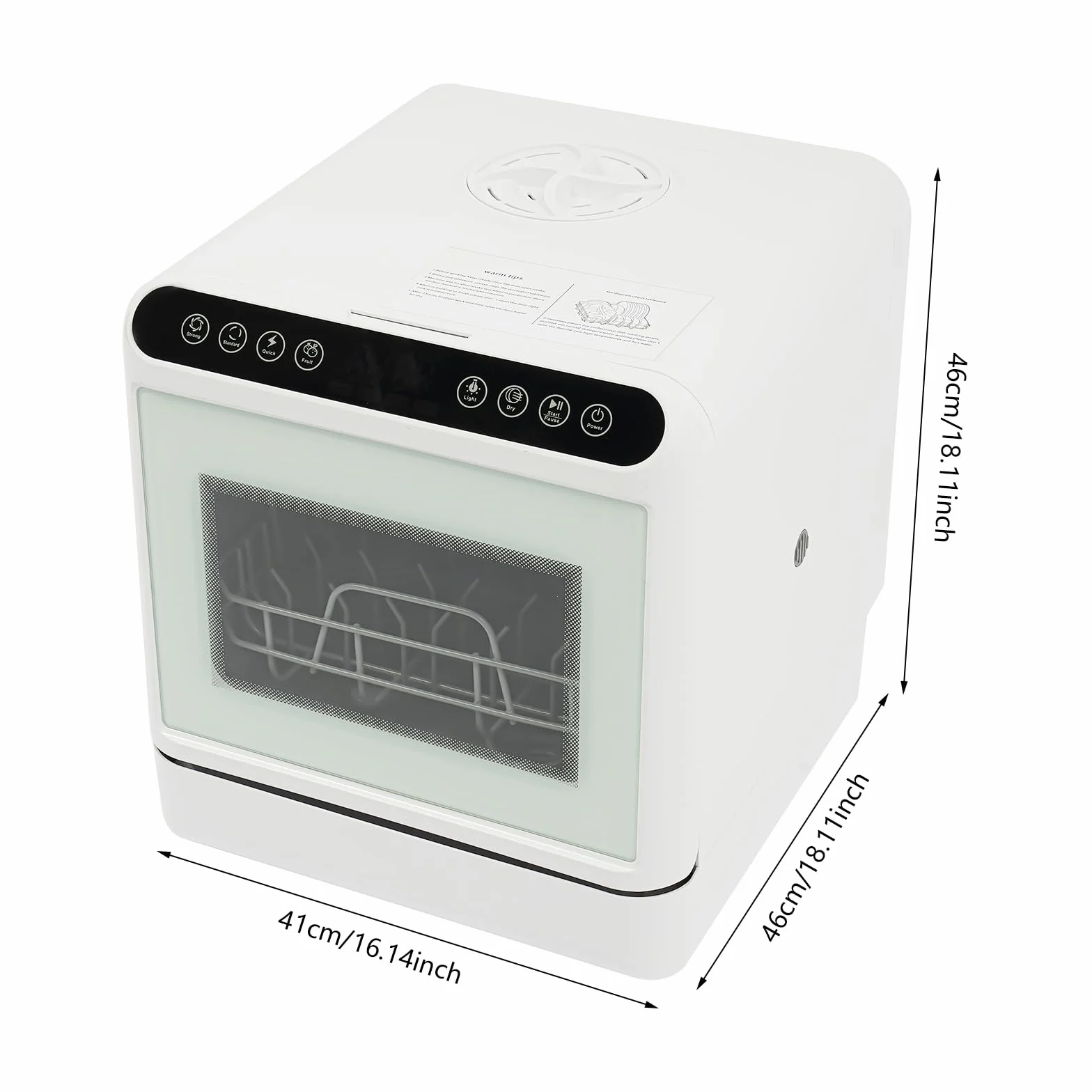 QLK-T18 Lavavajillas independiente con depósito de agua integrado, capacidad de 6 L para 4-6 personas, 4 programas, incluye ropa de verduras, secado al aire caliente, modo de almacenamiento