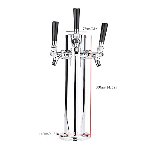 Dispensador de torre de cerveza de acero inoxidable con grifos de 3 pulgadas, sistema de corriente para bares, fiestas y reuniones caseras