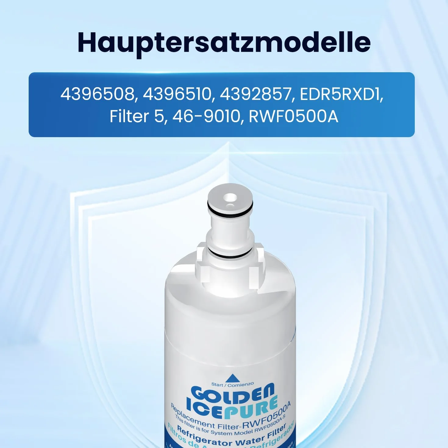 GOLDEN ICEPURE Filtro de agua para refrigerador Compatible Con Whirlpool 4396508, Maytag, KitchenAid, SBS002, S20BRS, 481281729632, 461950271171, 481281728986, 2 piezas (factura disponible),