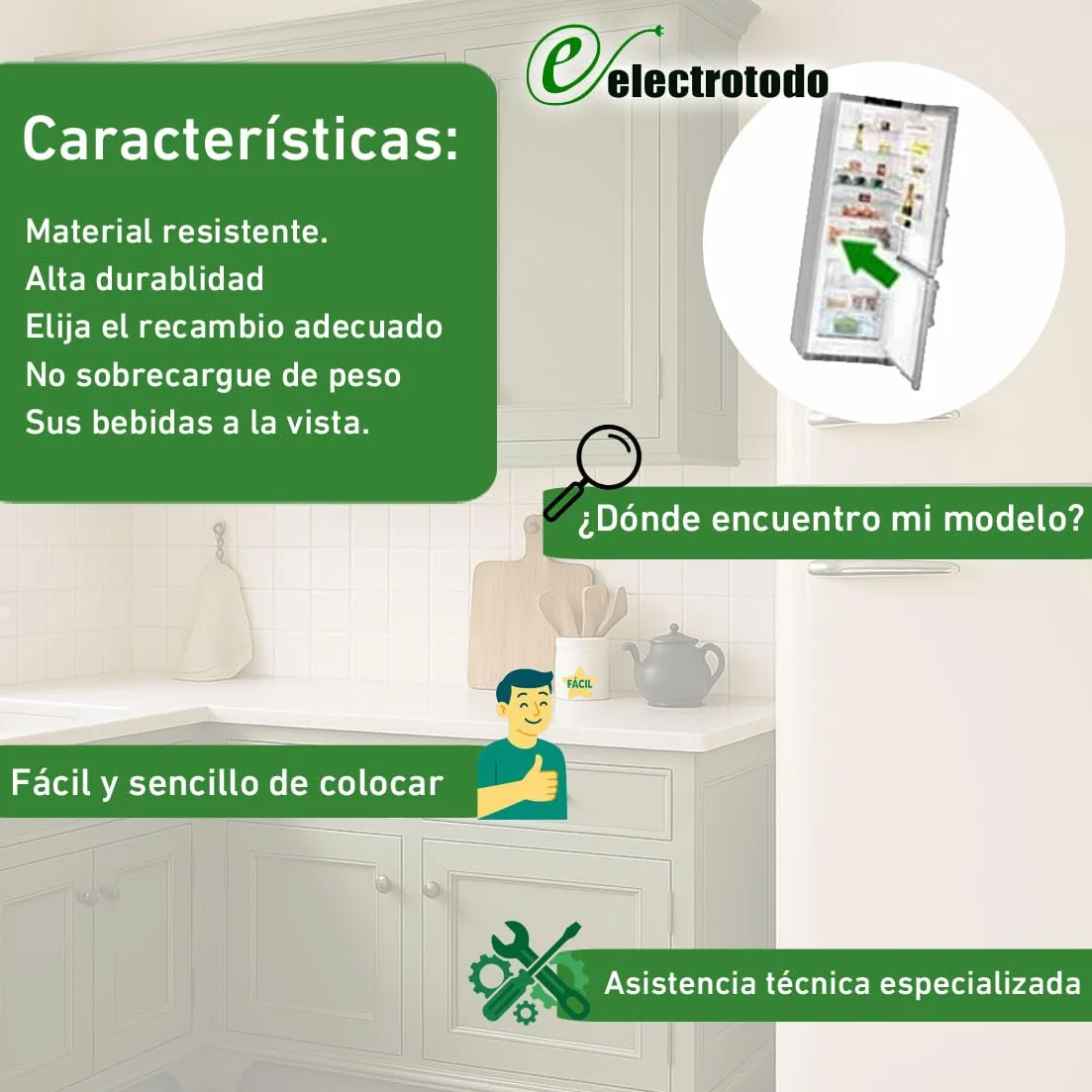 E ELECTROTODO REPUESTOS Y PEQUEÑO ELECTRODOMESTICO Bandeja botellero compatible con frigorífico Fagor, Edesa, De Dietrich FA2T001A6 (repuesto original)
