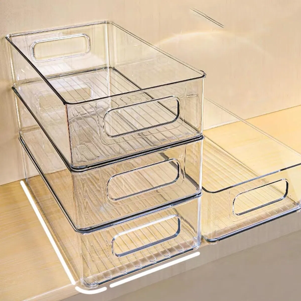 Gestor de refrigeradores, apilado gestor de refrigeradores cajón de refrigerador caja de almacenamiento de cocina, para contenedores, sin BPA en la manija