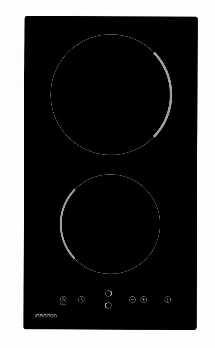 PLACA VITROCERAMICA VIT2FBN INFINITON (Ancho 30 cm, 2 Fuegos, Deteccion de Olla, Control Tactil, Función boost, 9 Niveles de Potencia)