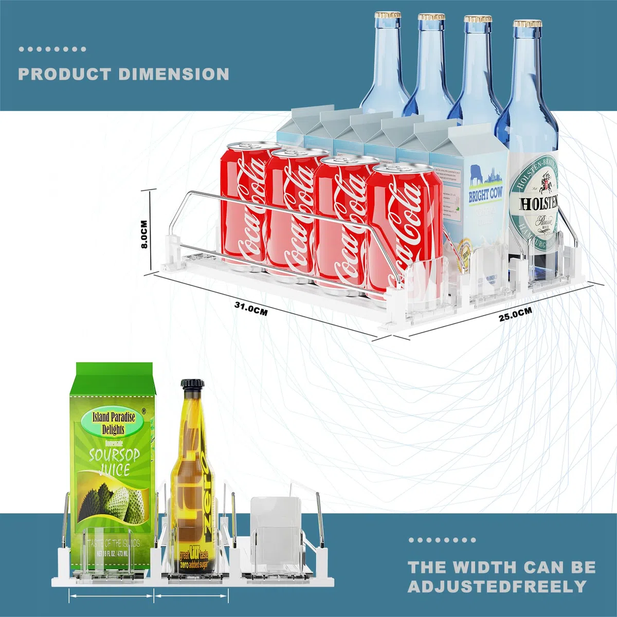 Automático Dispensador Latas Nevera Organizador,Dispensador de Latas Nevera,Organizador Nevera para 12 Botellas de Vino y Refrescos (Blanco)
