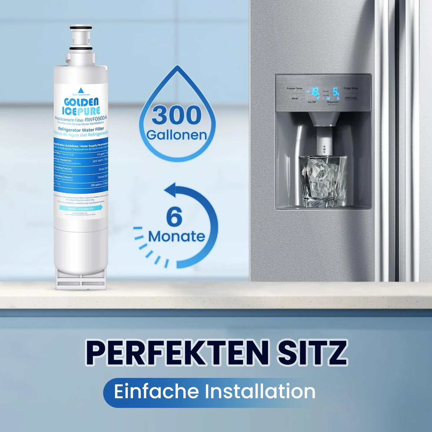 GOLDEN ICEPURE Filtro de agua para refrigerador Compatible Con Whirlpool 4396508, Maytag, KitchenAid, SBS002, S20BRS, 481281729632, 461950271171, 481281728986, 2 piezas (factura disponible),