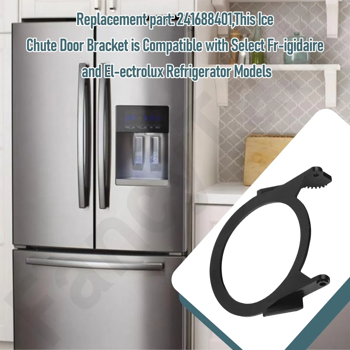 241688401 - Soporte de puerta de canal de hielo para refrigerador compatible con Fr-igidaire y El-ectrolux Ice Maker BFHS2611LM0, BFHS2611LM2, GLRS234ZAW1, GS23HSZBW2, FRS6LF7JW0, CRSE234FW0