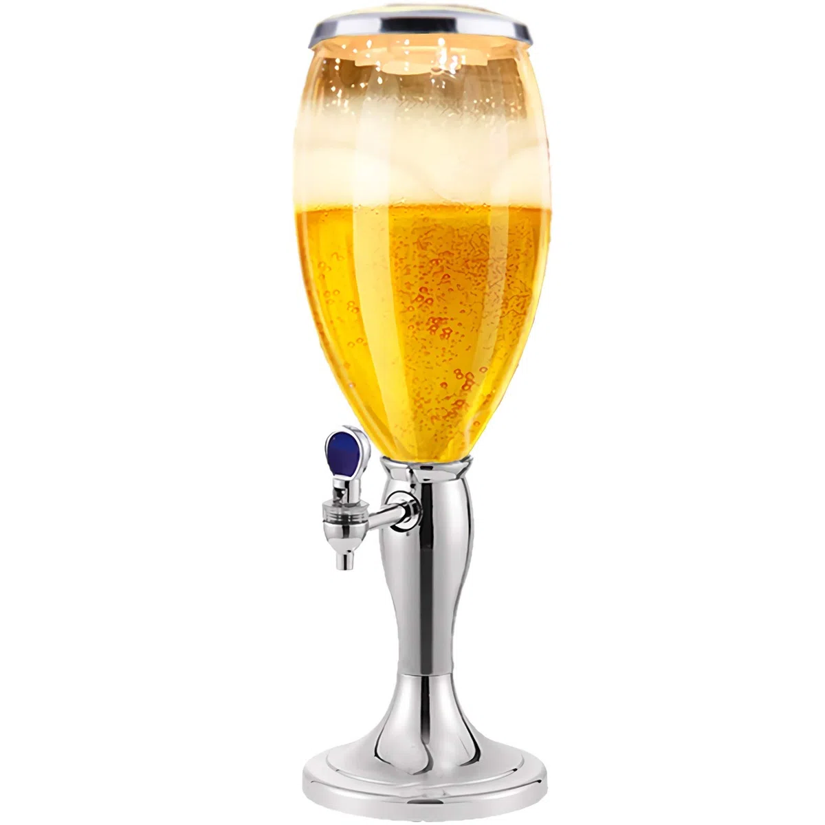 Dispensador de Cerveza Dispensador de Cerveza de 100 Oz, Cerveza Mini con Grifo de Tubo de Hielo y Luces para Restaurante de Fiesta de Pub de Bar en casa, Dispensador de Bebidas de 3L (Color : Plata