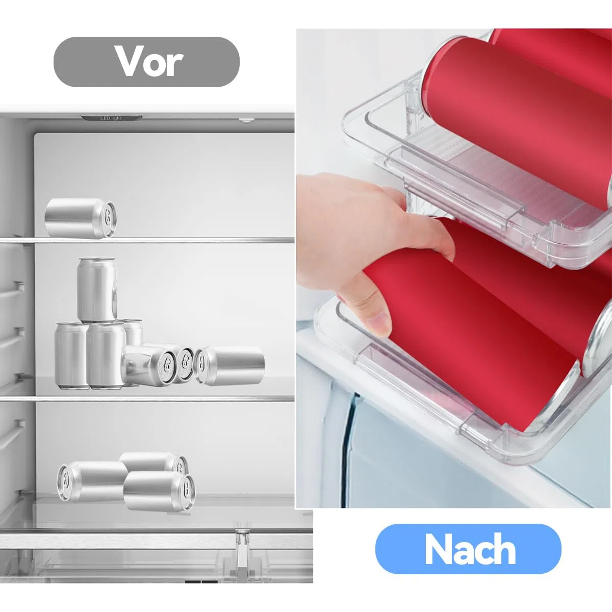 2 Organizador de Latas para Nevera, Dispensador Expandible y Rodante de 2 Niveles, Automático para Refrescos y Cerveza en Cocina
