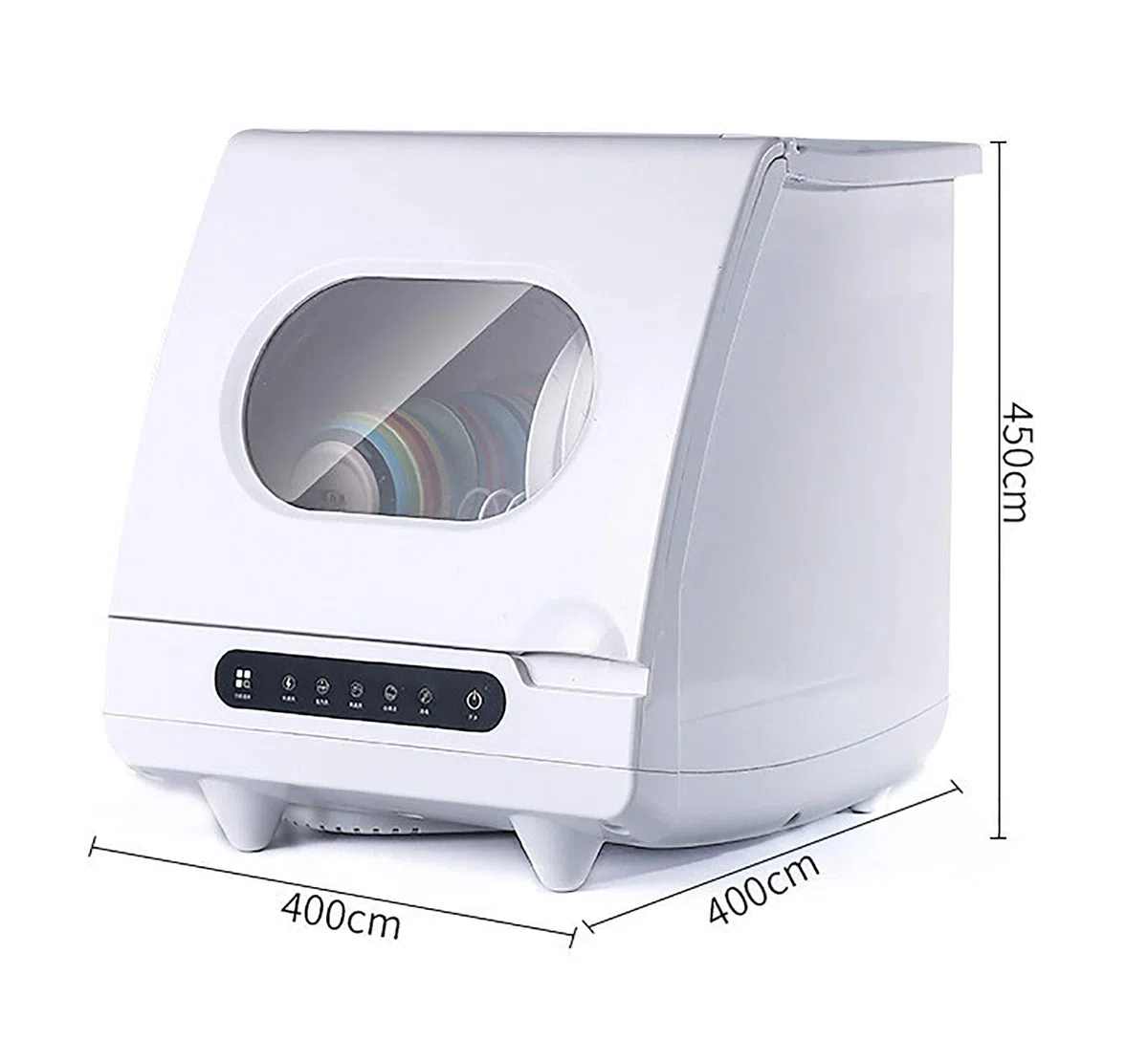 Lavavajillas compacto de mesa, 5 programas, panel táctil, limpieza eficiente de 1200 W, funcionalidad automática inteligente, 1 cesta para uso doméstico