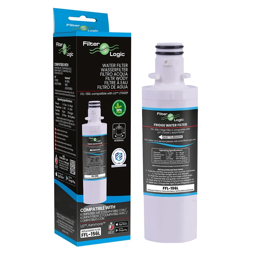 FilterLogic FFL-156L | 1x Filtro de agua para frigorífico compatible con el filtro LG LT1000P ADQ747935 ADQ74793501