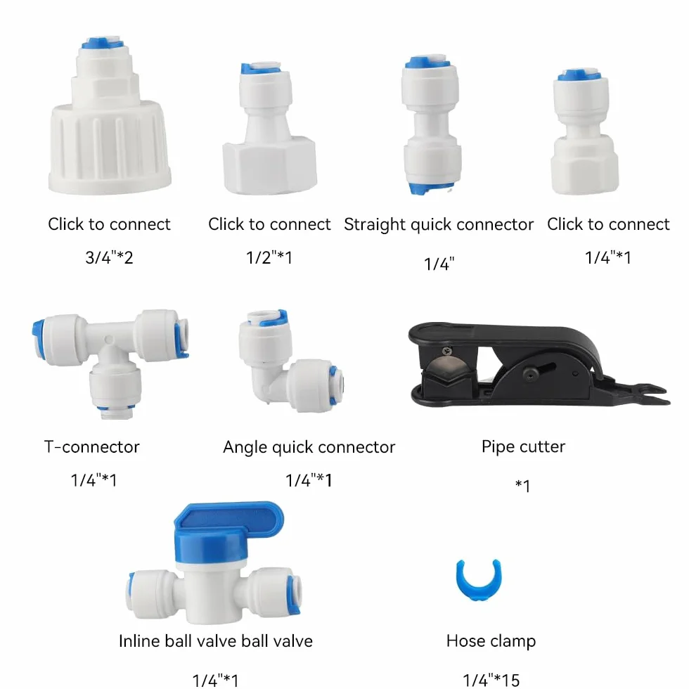 Kit de Frigorífico Manguera de Suministro de Agua Universal de 15 m, Conector de Manguera de Frigorífico de 1/4 ", Kit de Filtro para Frigorífico Samsung/Frigorífico Europeo/Frigorífico Americano