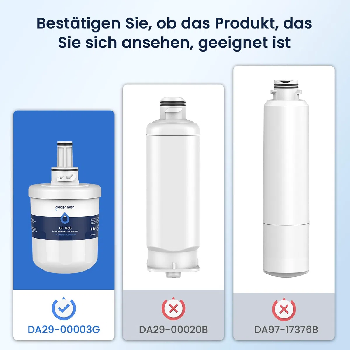 GLACIER FRESH DA29-00003G Filtro de agua para nevera, compatible con Samsung Aqua Pure Plus DA29-00003G, DA29-00003B, DA29-00003F, HAFCU1/XAA HAFIN1/EXP, APP100, WF289, paquete de 2