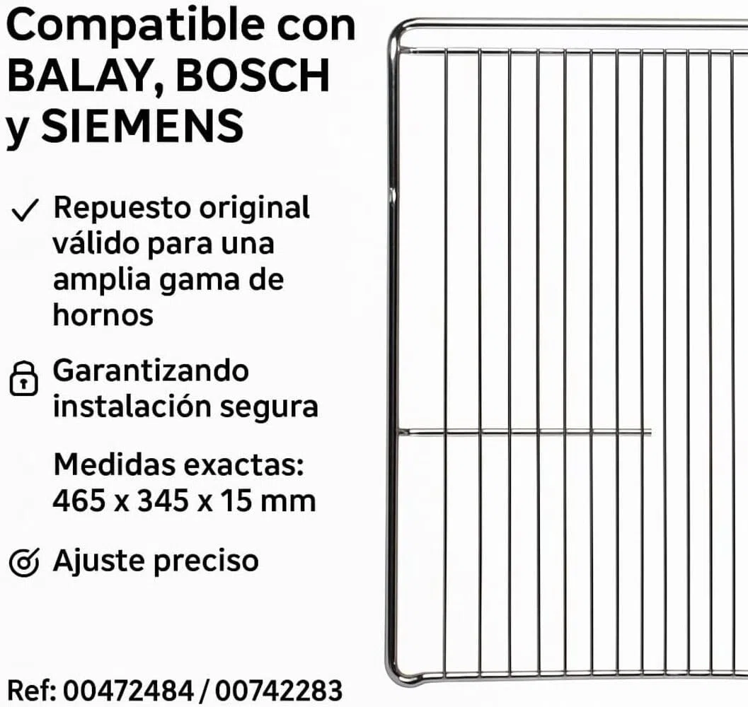 Recamania Parrilla Horno BALAY Bosch 465x345 mm (Compatible con Siemens) - 00472484, 00742283