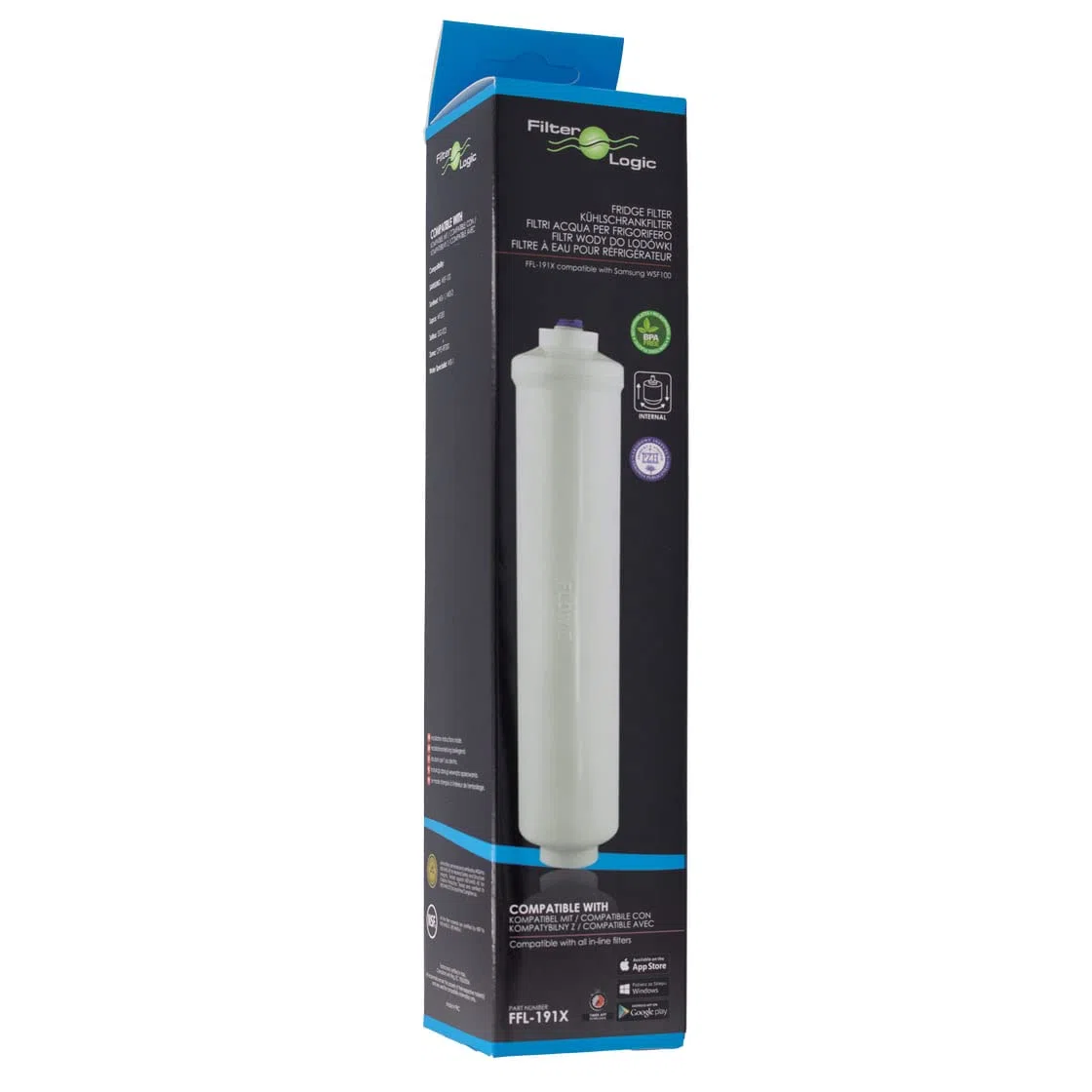 FilterLogic FFL-191X | 2x Filtro de agua externo compatible con Samsung, LG con DA29-10105J, HAFEX/EXP, HAFEX, 5231JA2010B, FSS-002, ADQ73693903, ADQ736939 Cartucho para Frigorífico americano