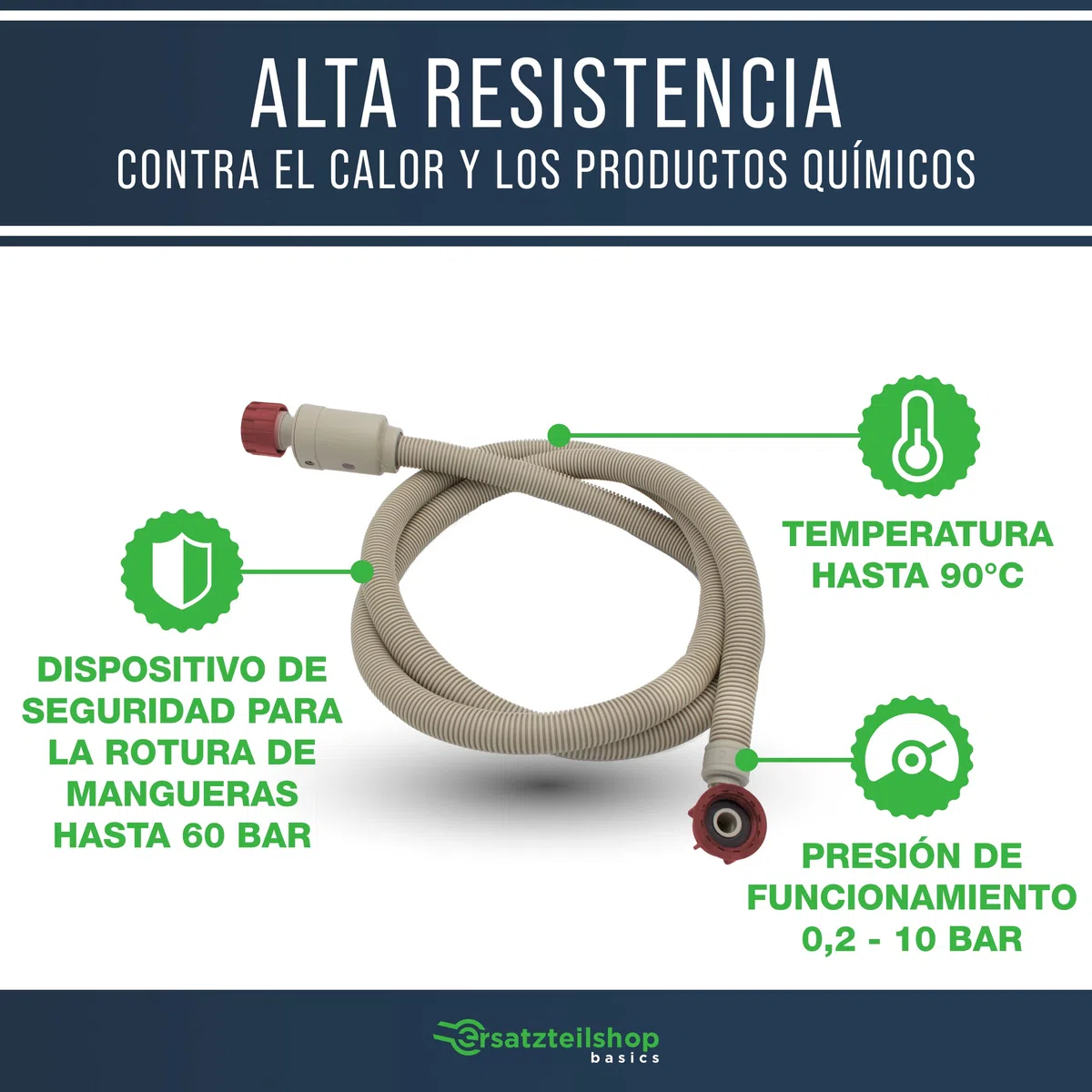 Manguera de entrada de seguridad de 1,5 metros, manguera Aquastop para lavadoras y lavavajillas/lavadoras de ersatzteilshop basics
