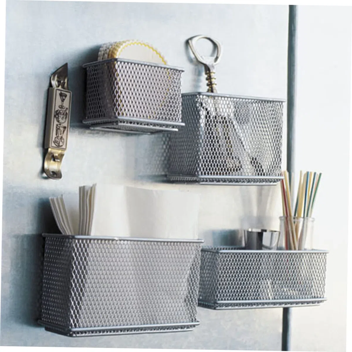 GALPADA Cesta Metálica Hueca Magnética Extragrande para Refrigerador, Soporte de Red de Metal, Imán Fuerte, Almacenamiento Múltiple para Cocina y Oficina, Cesta Organizadora Colgante