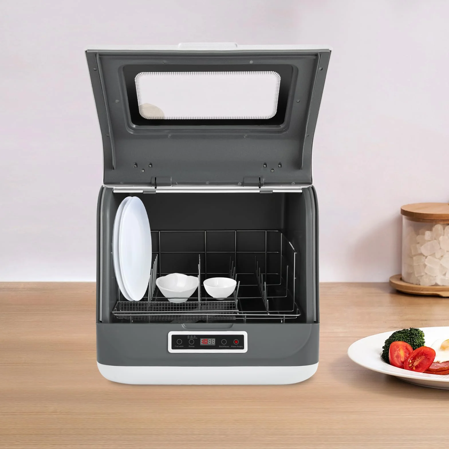 Lavavajillas de mesa Blanco Independiente 800W Mini Lavavajillas Compacto 3