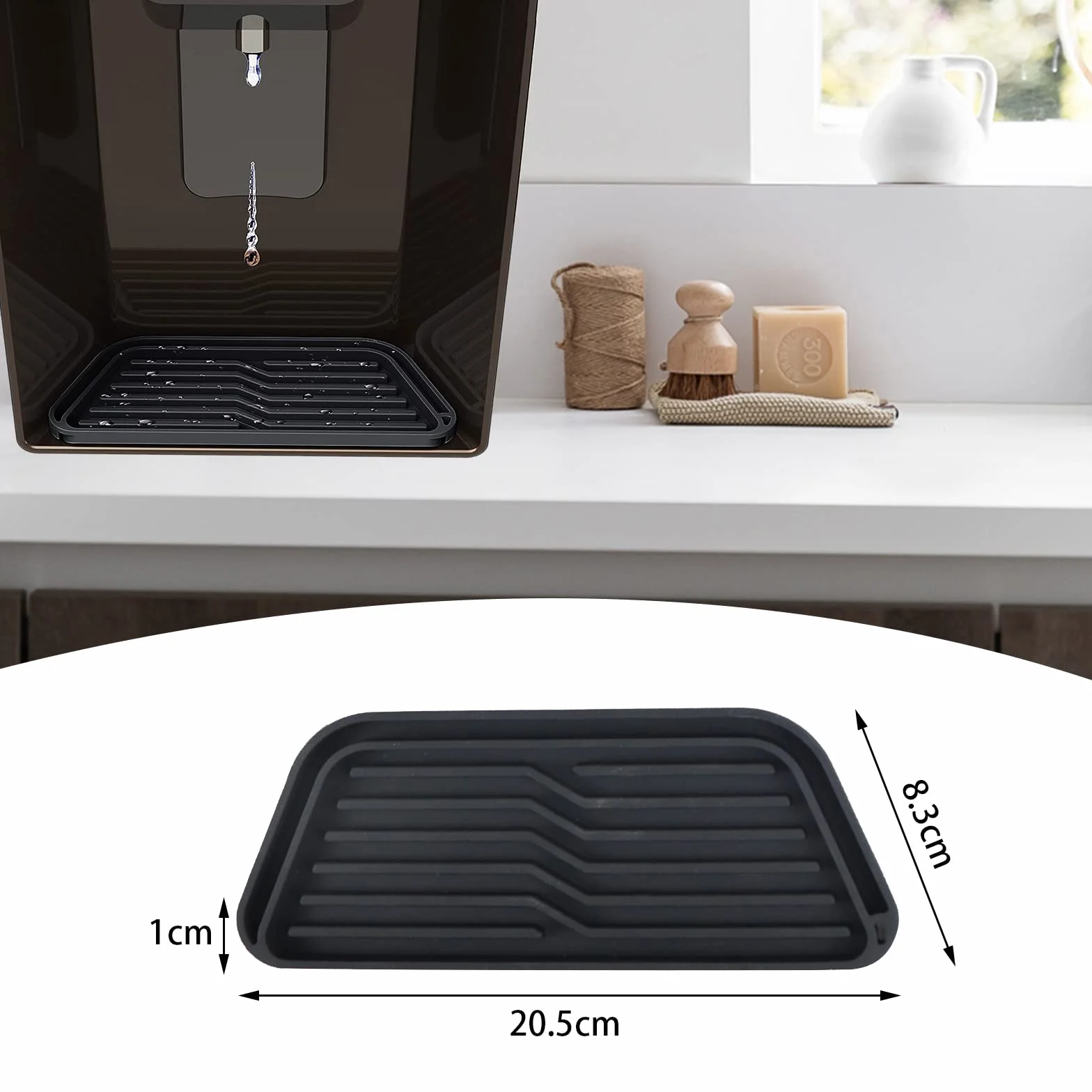 2 Piezas Bandeja Goteo Nevera, Silicona Bandeja de Goteo para Refrigerador Reutilizable Bandeja de Goteo Frigorifico, Antideslizante Alfombrilla de Goteo para Ge, Whirlpool, Samsung Otros, Negro