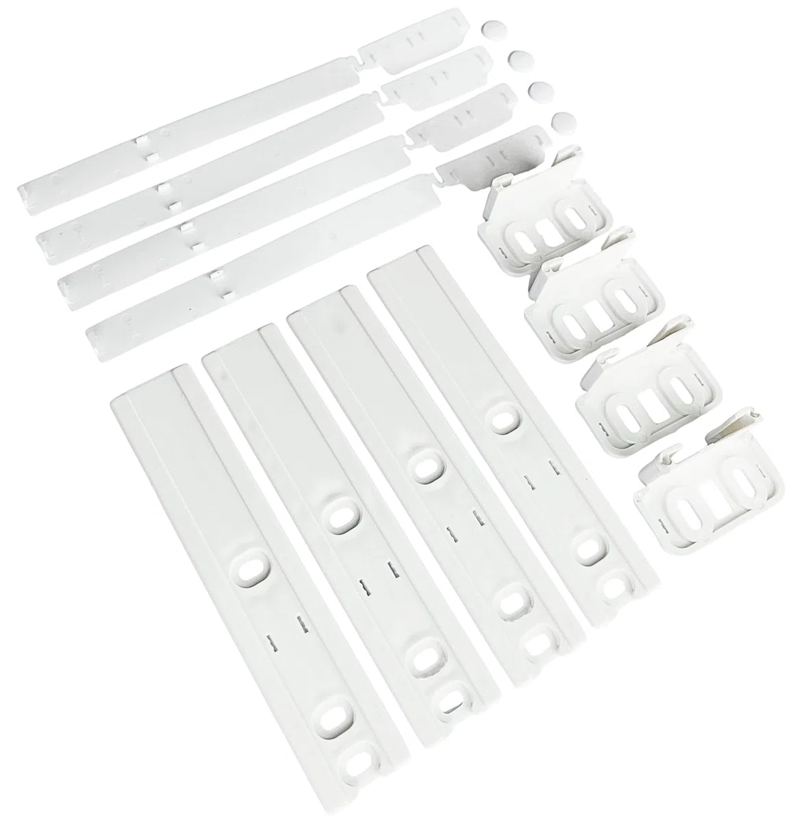 Deslizadores de puerta de refrigerador integrados: kit de deslizadores de puerta de refrigerador integrado con soportes, clips, kit de montaje universal para frigoríficos integrados, fijación a