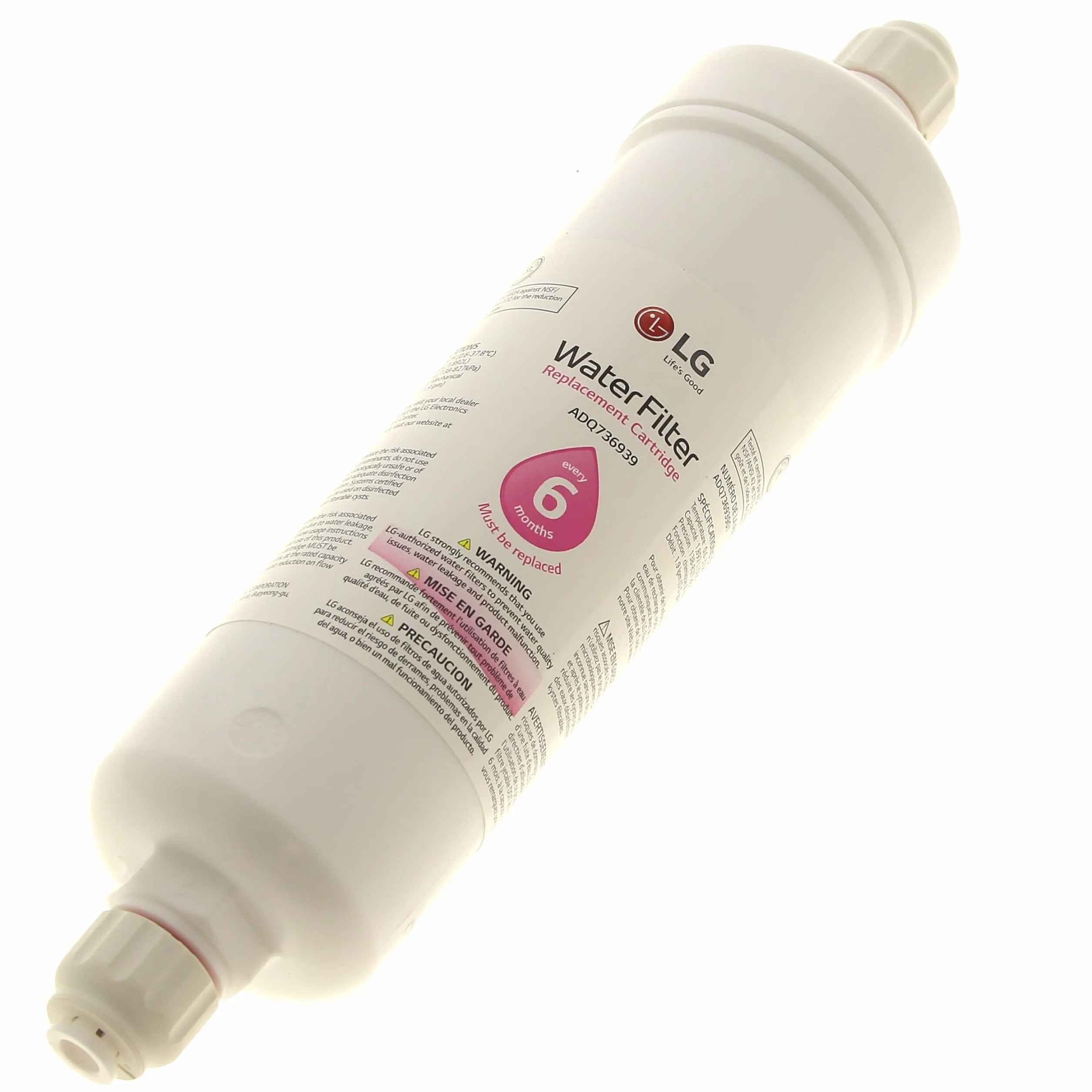 LG ADQ73693903 - Filtro de Agua Externo para Frigorífico Americano, Compatible con Modelos Side by Side, Original, Repuesto para Dispensador de Agua y Hielo, 6 Meses de Duración