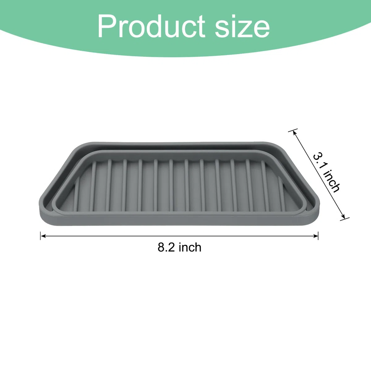 QUARKZMAN Pack de 2 recolectores de Goteo para refrigerador, Bandeja de Goteo de Silicona para Mini Nevera, Bandeja Rectangular para refrigerador Que previene Salpicaduras, Color Gris