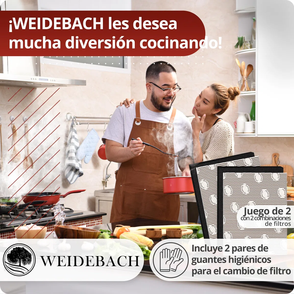 WEIDEBACH® 2x Juego de filtros 2 en 1 para campanas extractoras con CARBÓN ACTIVO y FILTRO DE GRASA, 57x47 cm [recortables] – solo 1,2 cm de grosor –, filtros para campanas extractoras, filtro