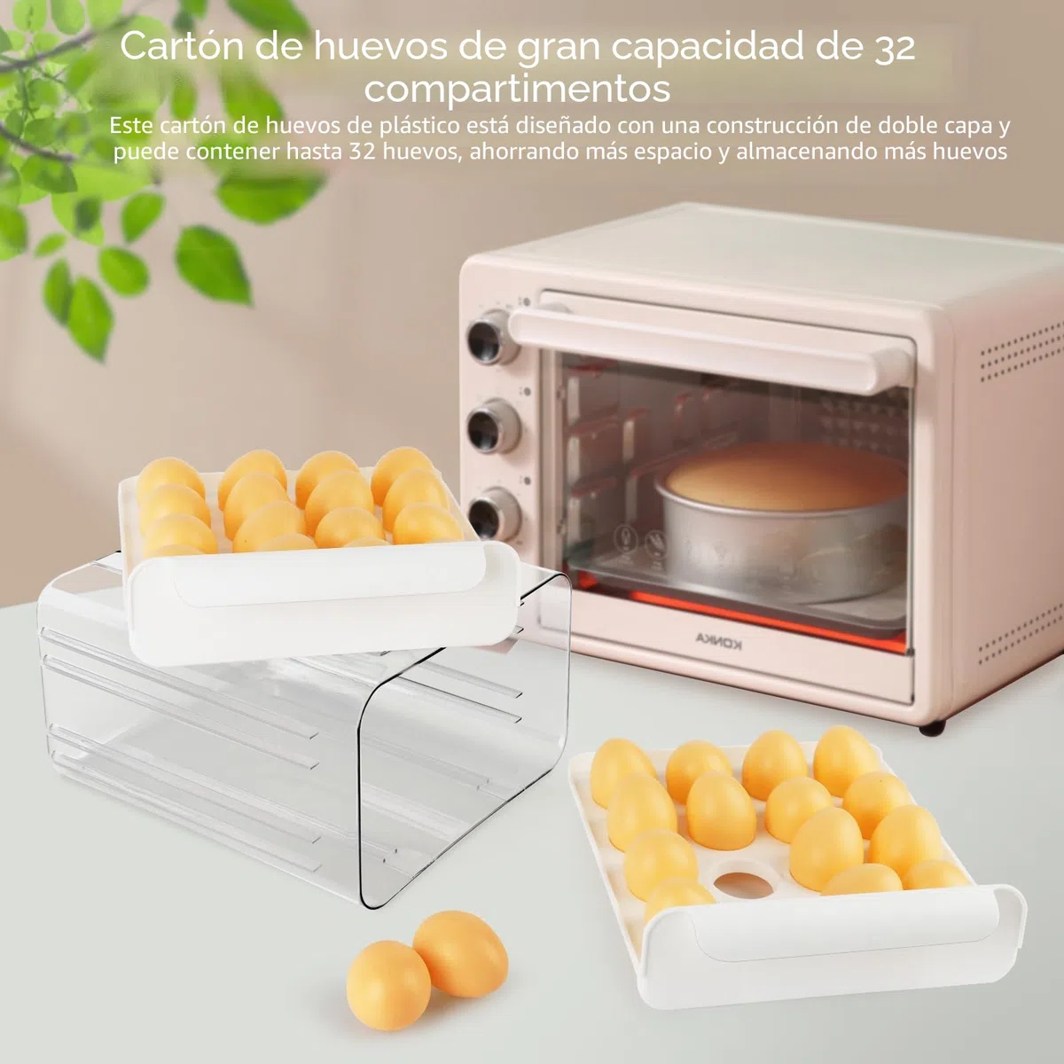 MXTIMWAN Cajón Porta Huevos, Cajón Caja de Almacenamiento para Huevos, Plástico, Soporte para Huevos para Nevera, Resposteria, Refrigerador, Cocina, 32 Espacios