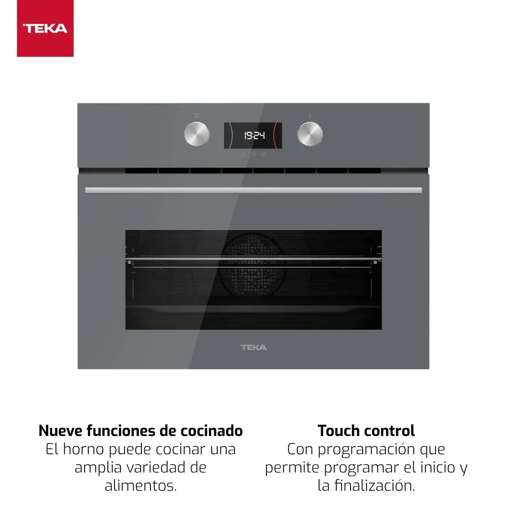 Teka HLC 8400 - Horno Compacto de 45 cm, Urban Colors Edition, Multifunción SurroundTemp, 9 Funciones de Cocinado, Sistema HydroClean PRO, Color Cristal Stone Grey