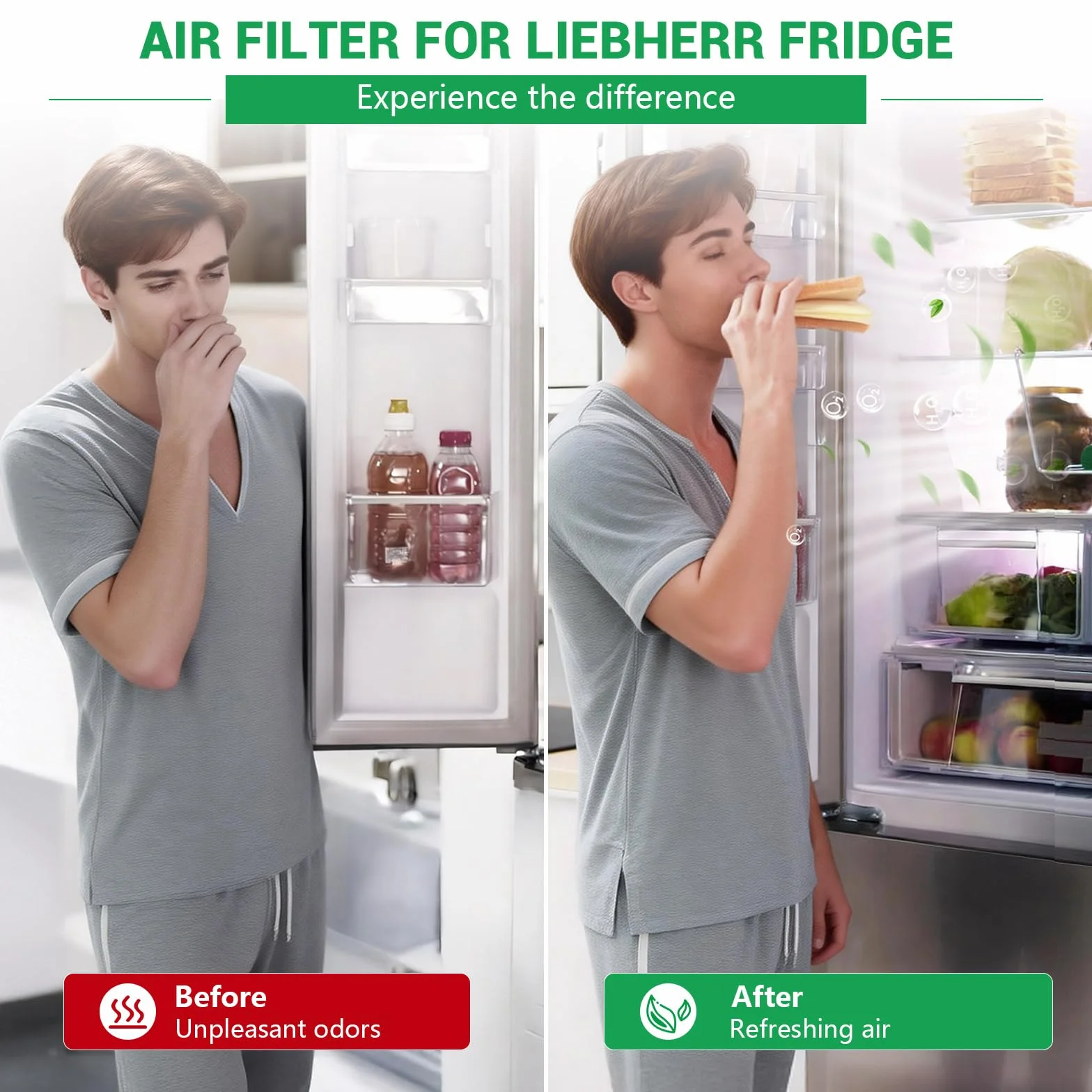 2 Filtros Fresh Air para Liebherr Frigorífico, Filtro de Carbón Activo Apto para Liebherr 9096989, 988246000, 988246001, 9882429, 9882460, sustituye a 7440021-00