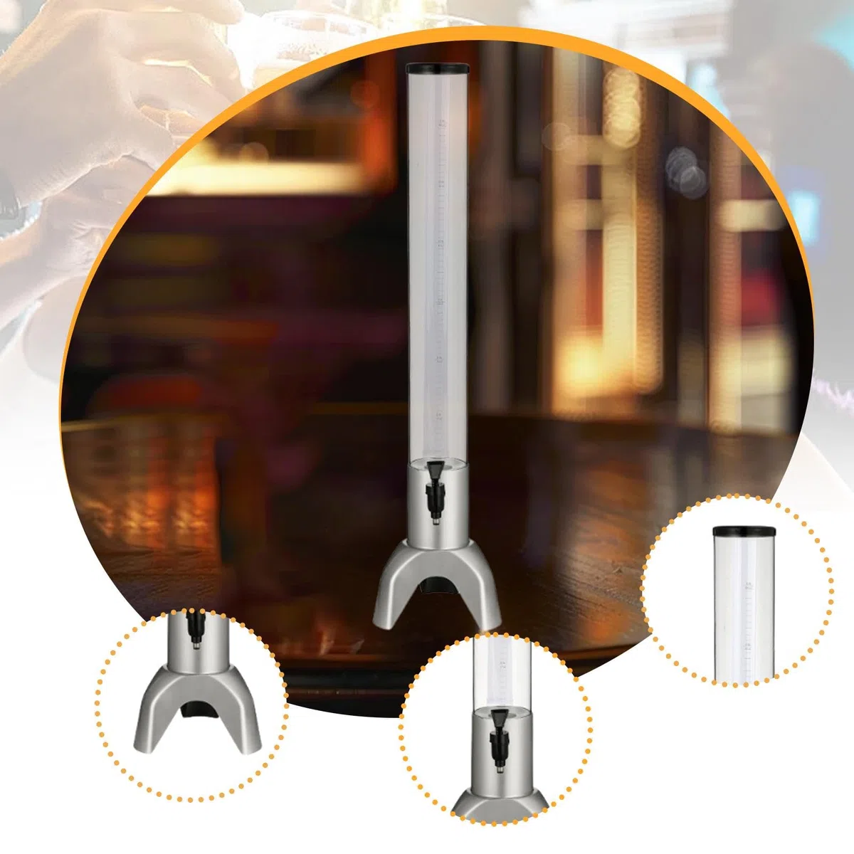 Sharplace Dispensador de Cerveza, Torre de dispensadores de Bebidas de Cerveza, Mesa para restaurantes para Fiestas de cocinas, Plata, 3l