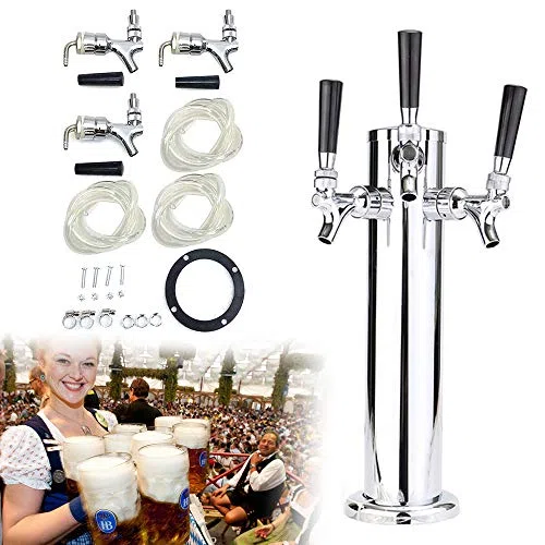 Dispensador de torre de cerveza de acero inoxidable con grifos de 3 pulgadas, sistema de corriente para bares, fiestas y reuniones caseras