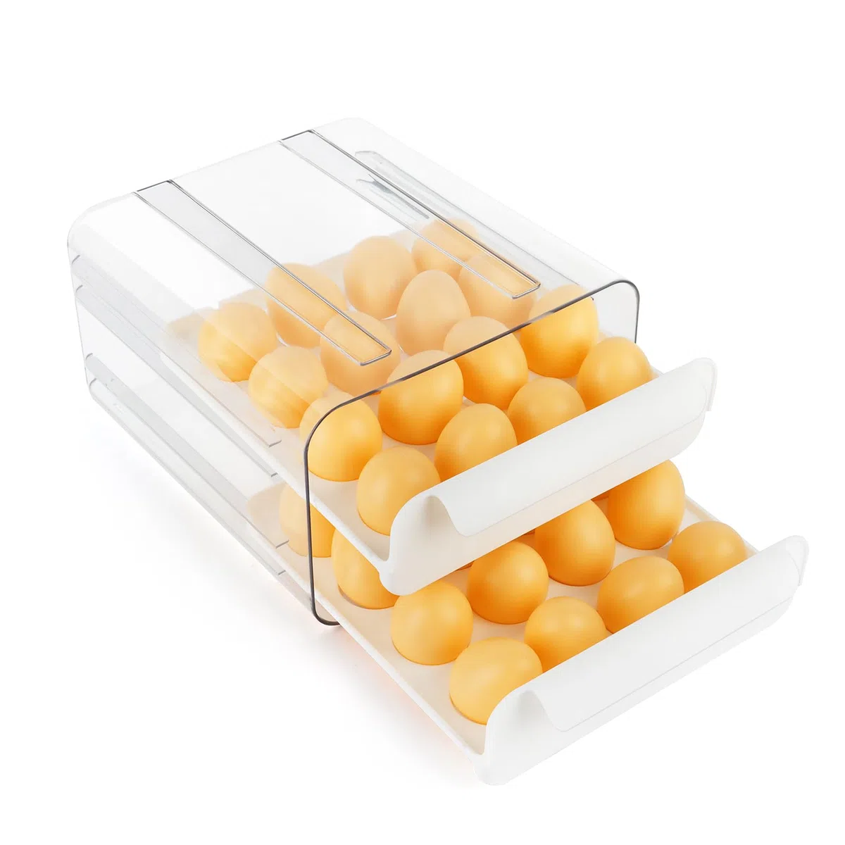 MXTIMWAN Cajón Porta Huevos, Cajón Caja de Almacenamiento para Huevos, Plástico, Soporte para Huevos para Nevera, Resposteria, Refrigerador, Cocina, 32 Espacios