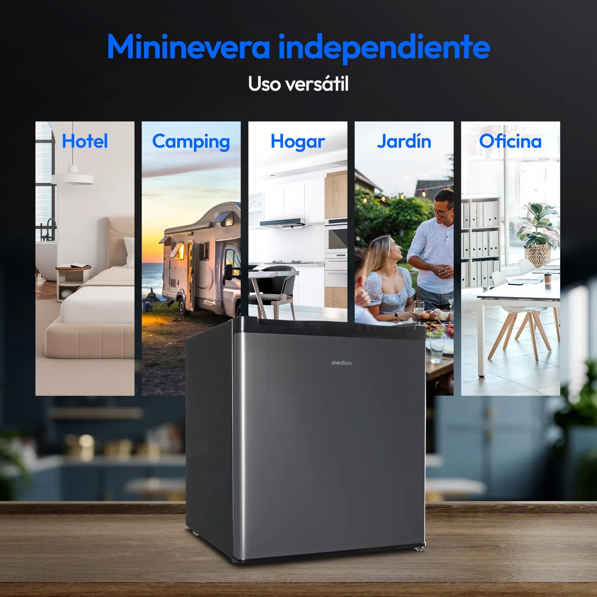 MEDION Mininevera (compartimento para hielo, 41 litros de capacidad, pequeña, patas regulables en altura, para bebidas heladas, bisagra de puerta intercambiable, MD37724)