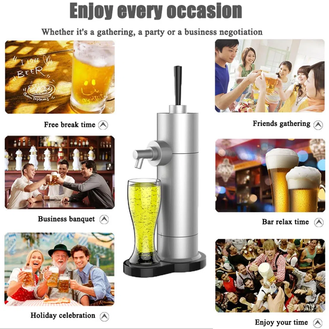 Dispensador de cerveza de barril para el hogar, grifo de cerveza portátil para cerveza enlatada, generador de espuma fresca, disfruta de la cerveza en cualquier momento y en cualquier lugar, perfecto