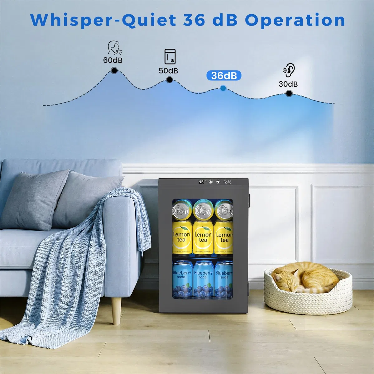 COWSAR - Refrigerador de bebidas con 24 latas, refrigerador de vino pequeño termostato digital ajustable, luz LED, refrigerador de bebidas no empotrado para el hogar, bar y oficina
