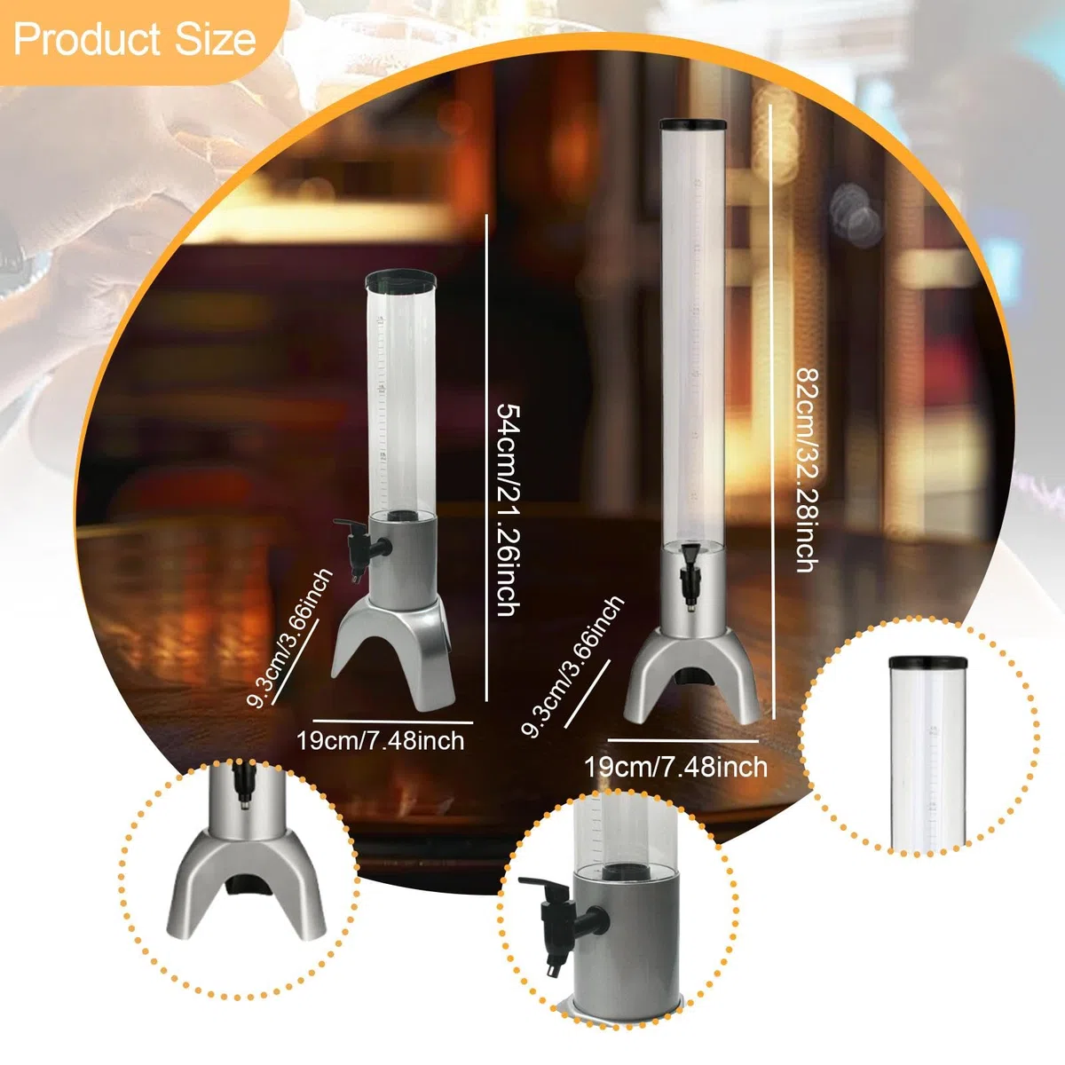 Sharplace Dispensador de Cerveza, Torre de dispensadores de Bebidas de Cerveza, Mesa para restaurantes para Fiestas de cocinas, Plata, 3l