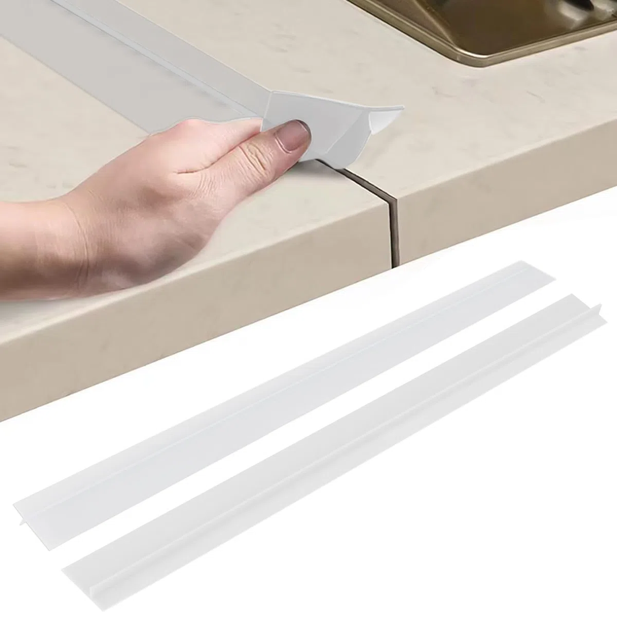 Juego de 2 rieles de conexión para encimera de cocina, perfil en T, transparente, 63 cm