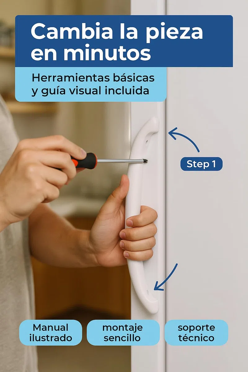 RECAMBIOS DREYMA Tirador Puerta Frigorifico 365 mm 1 Agujero Blanco Codigo 00355004 00354911 Compatible con Bosch Balay LG KGS4620IE01 KGU4421IE01 Repuesto Asa Curva Montaje Preciso Garantia