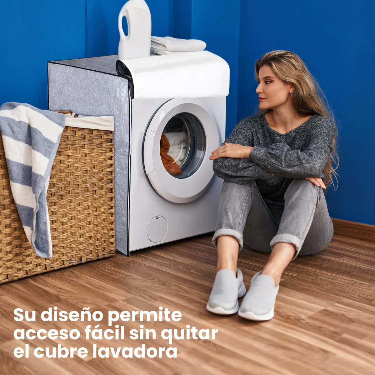 Funda para Lavadora Exterior Impermeable - Carga Frontal - Cubre Protector Secadora Medida Universal - Gris