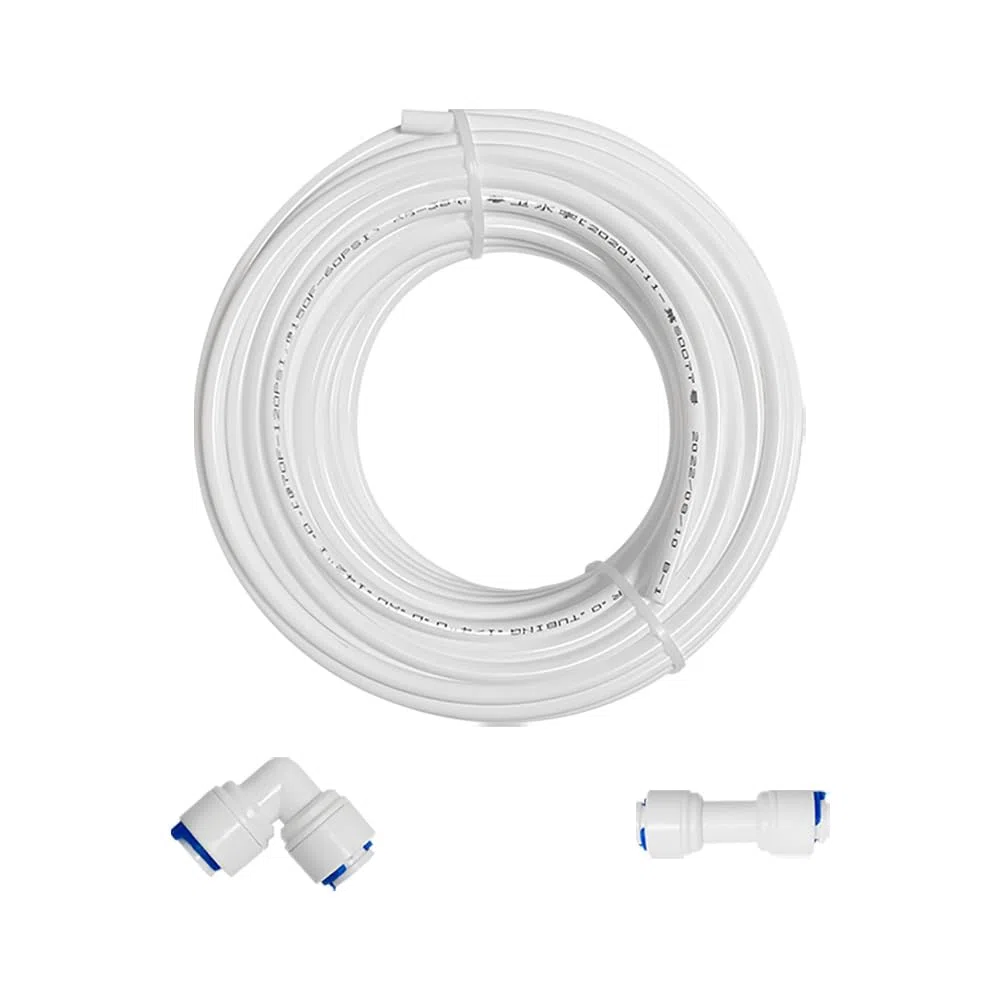 15 m 6,35 mm (1/4 pulgadas) manguera para frigorífico, juego de conexión para frigorífico Side by Side, manguera de agua, sistema de ósmosis inversa, acuario, (conector rápido en forma I + L)