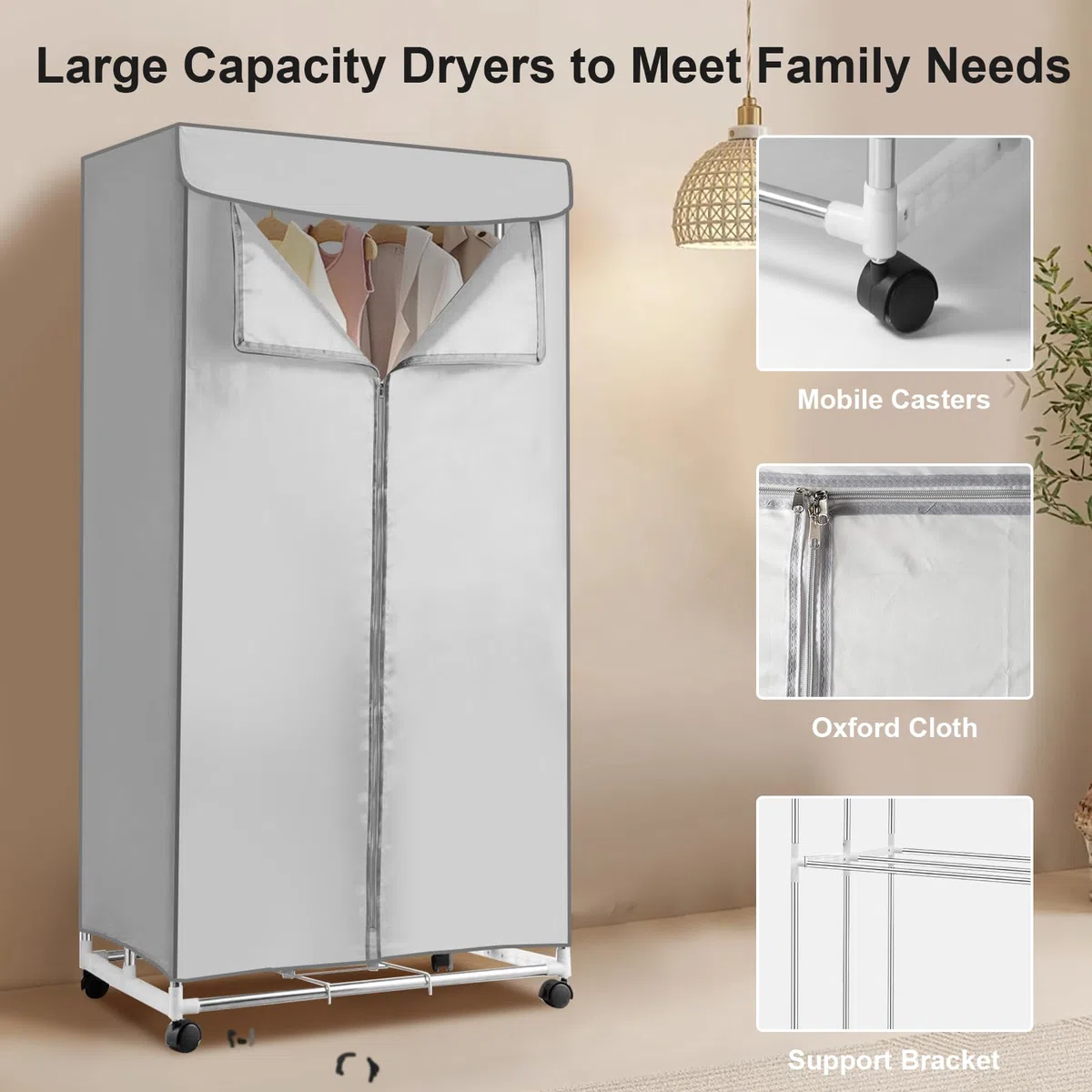 Secador de Bomba de Calor con Temporizador, Secadora de Ropa eléctrica protable, Ropa de Secado de Aire de Ropa de 1000W, Estante de Secadora de Doble Capa para el hogar |Apartamentos - Gris