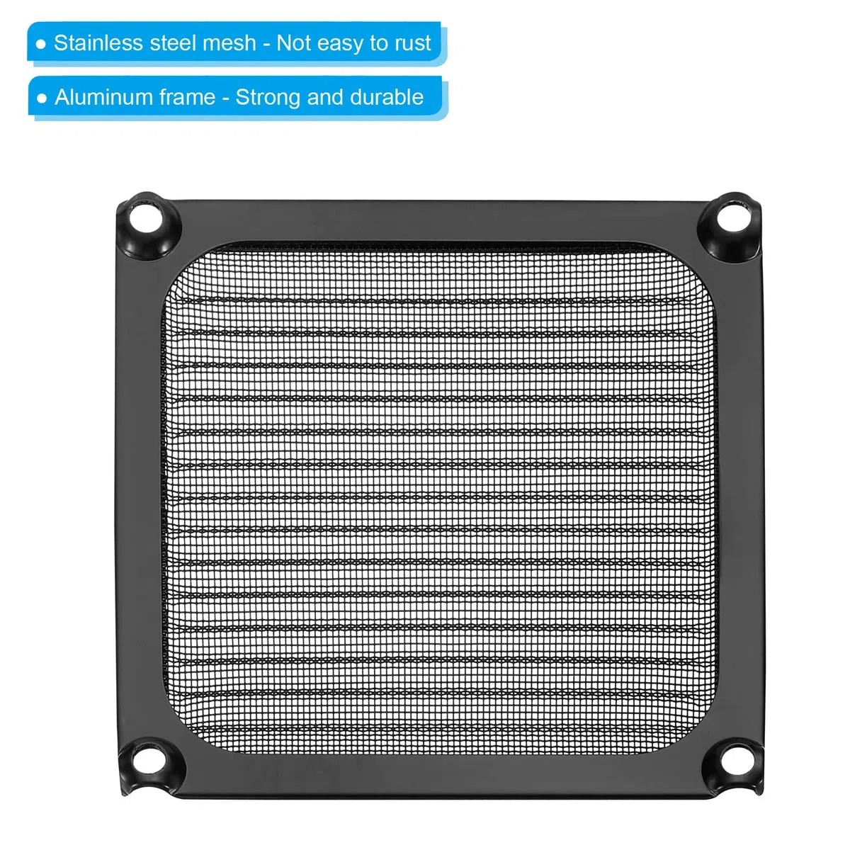 PATIKIL 92mm Ventilador Filtro Rejillas con Tornillos, 4 Paquete Aluminio Marco Inoxidable Acero Malla Polvo Prueba Cubierta para Computadora Estuche, Negro