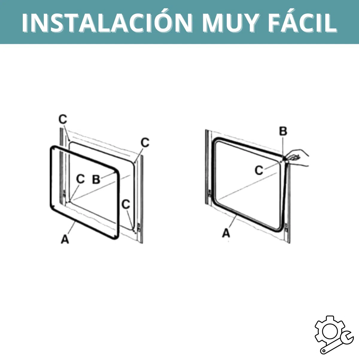 CHEFZOCO Junta Puerta Horno, Goma puerta de horno, Goma horno Universal, Medidas 490 mm ancho x 360 mm alto, Incluye 4 ganchos, Compatible con Bosch, Siemens, Neff, Constructa, Balay, Lynx, Siemens