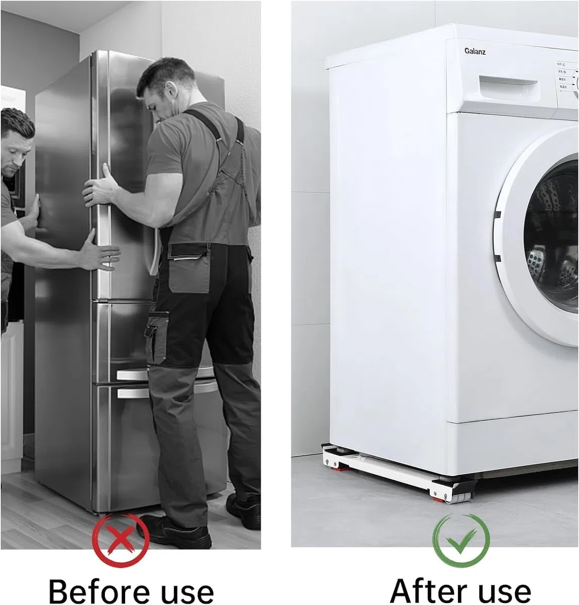 2 Piezas Soporte Con Ruedas Lavadora con Freno, Ruedas Lavadora Lavadora Ajustable para Mover Muebles para Lavadora y Refrigerador (45-72 cm) (Blanco)