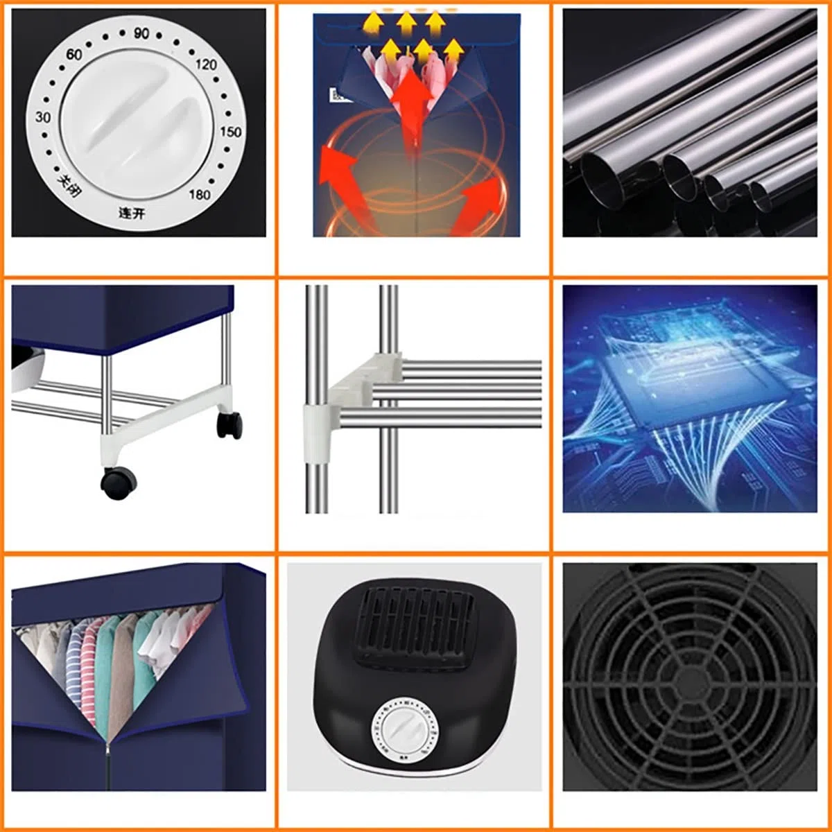 Secadoras portátiles, secadora de ropa eléctrica con estante de 3 niveles, miniestante de secado de 1000 W, secadoras de ropa, bajo nivel de ruido, temporizador automático de 180 minutos, máquina de s